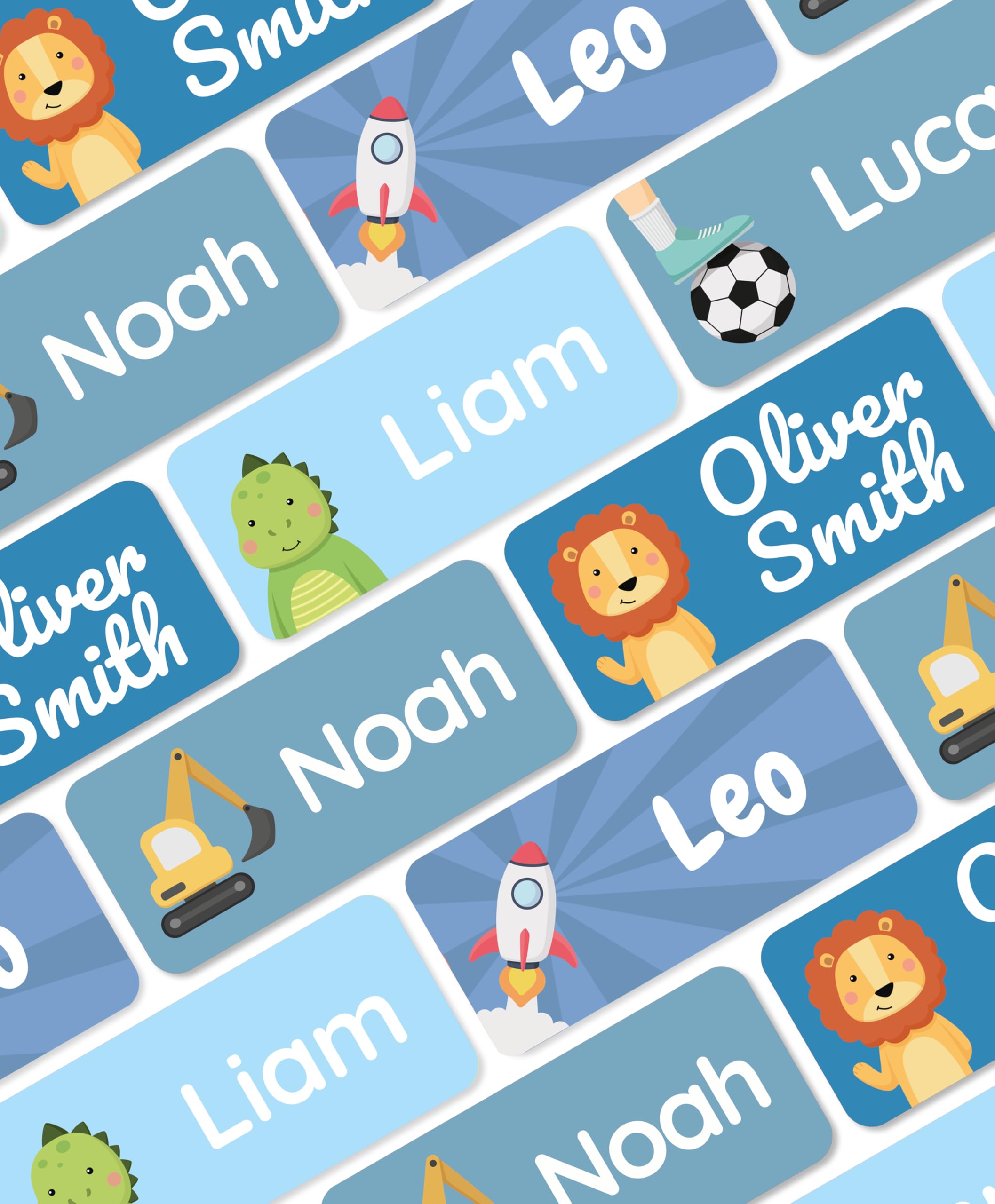 Personalized Name Labels for Kids (70 Labels) - Durable & Waterproof Custom Name Stickers for Clothing Tags, School Supplies, Camp & Daycare - Blue (1.2”x0.5”)