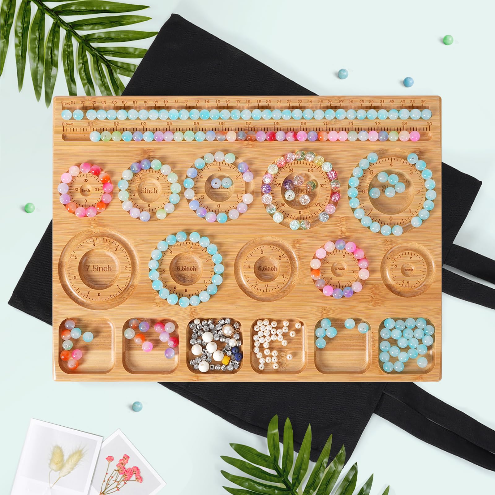 Bead Boards for Jewelry Making, Bamboo Beading Trays with Black Canvas Bag, Jewelry Necklaces Design Mats for Bracelet Making 14.96 x 11.02 x 0.47 inch