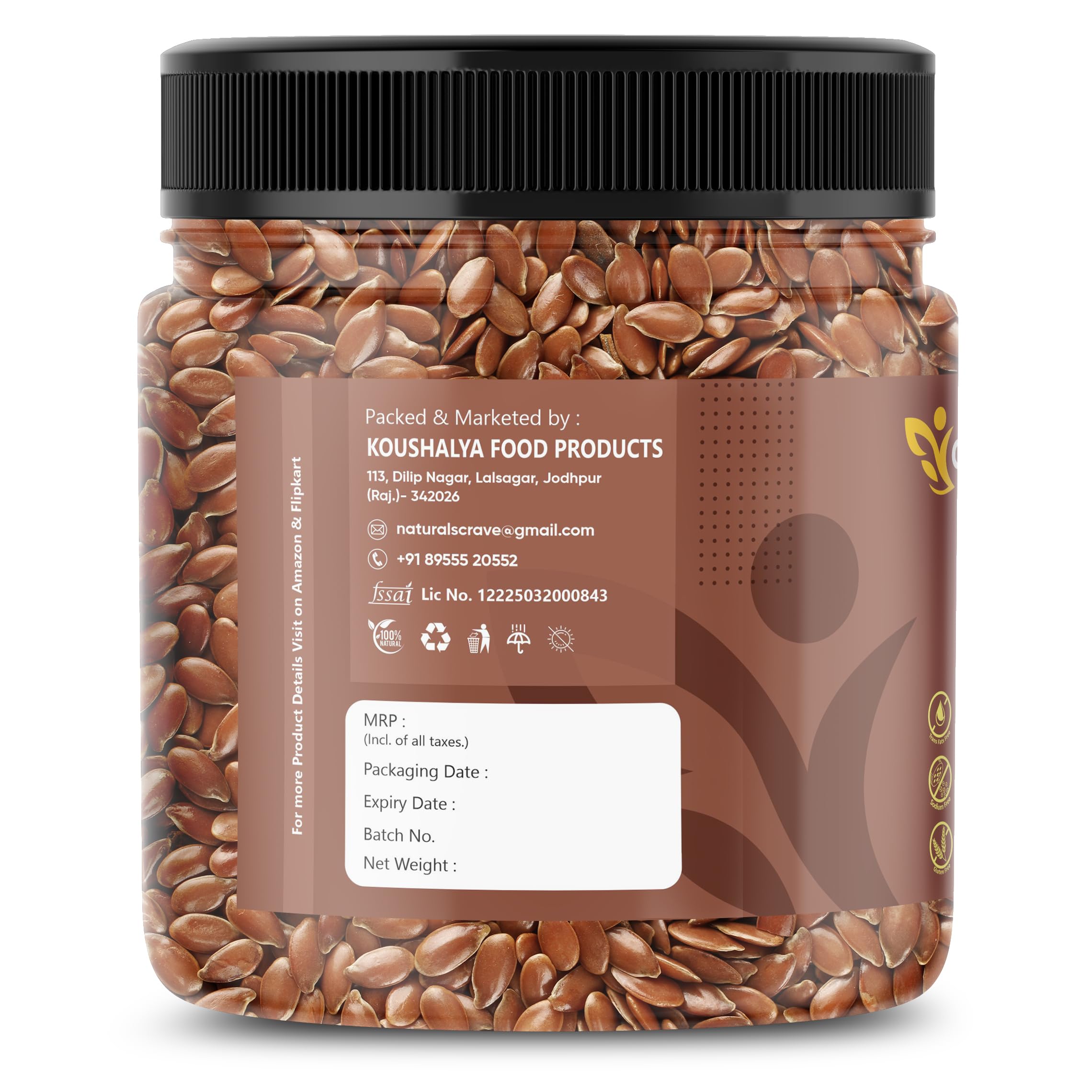 Crave Naturals Flax Seeds (Alsi Seeds) | 100% Natural & Raw Seeds for Eating | Rich in Omega-3 & Fiber | Healthy Superfood for Weight Management & Rich in Protein | 250g