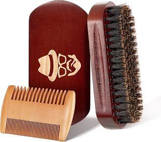 Sosoon 100% Boar Bristle Beard Brush & Comb - Black Walnut Wood for Mustache, Facial Hair Styling & Growth