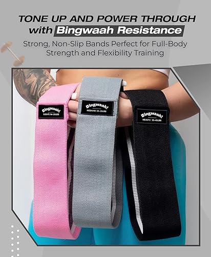 Miniatura 2 de Bingwaah Mini Loop Resistance Bands Fabric & Elastic Sets Exercise Bands for Strength Training - Rehab, Yoga, Pilates & Home Workout Equipment