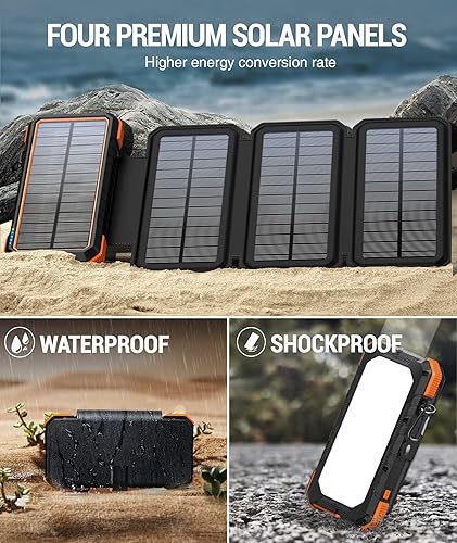 Miniatura 9 de 20,000mAh PD Cargador Solar Plegable-Naranja Plus 20,000mAh 18W Cargador Solar 10W Banco de Energía Inalámbrico-Verde Oscuro