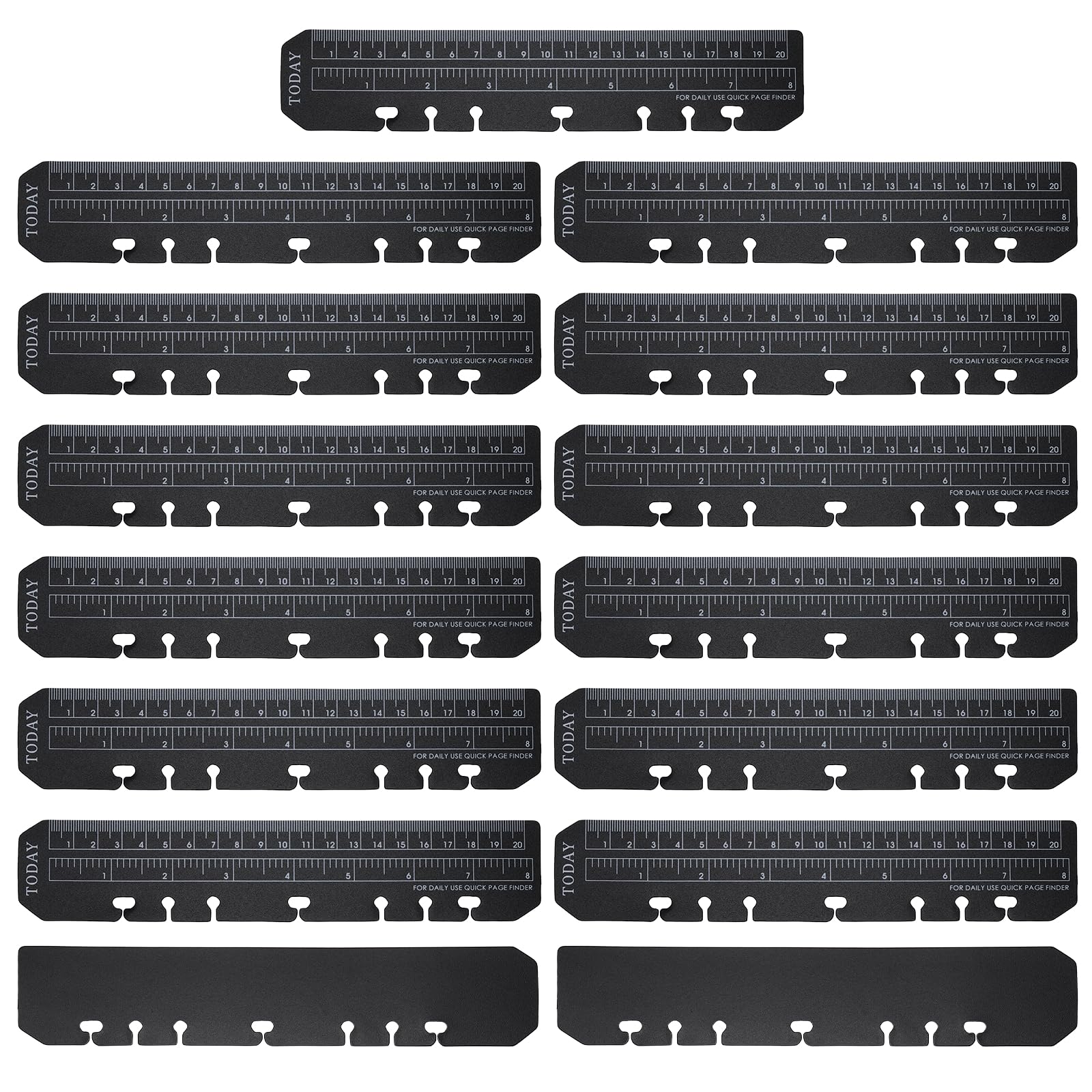 PATIKIL Page Marker Ruler, 25 Pcs A5 6 Holes Bookmark Ruler, Plastic Today Page Marker Binder Divider Pagefinder for Binder Notebook Journal Magazine Planners, Black