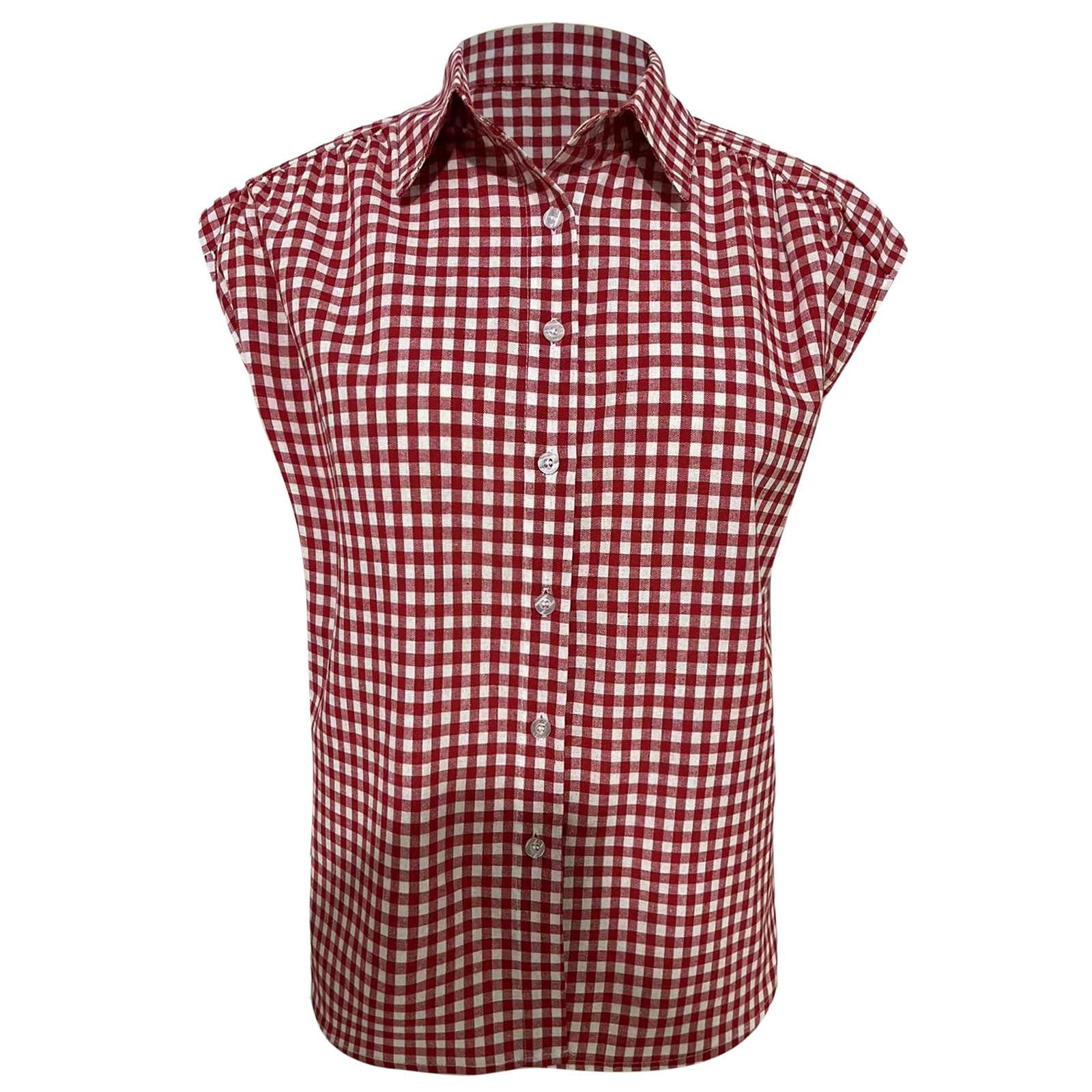 Chemisier traditionnel pour femme - Pour la fête de la bière - À carreaux - Coupe cintrée - Style campagnard - Élégant - Mode folklorique vintage - Chemise bavaroise