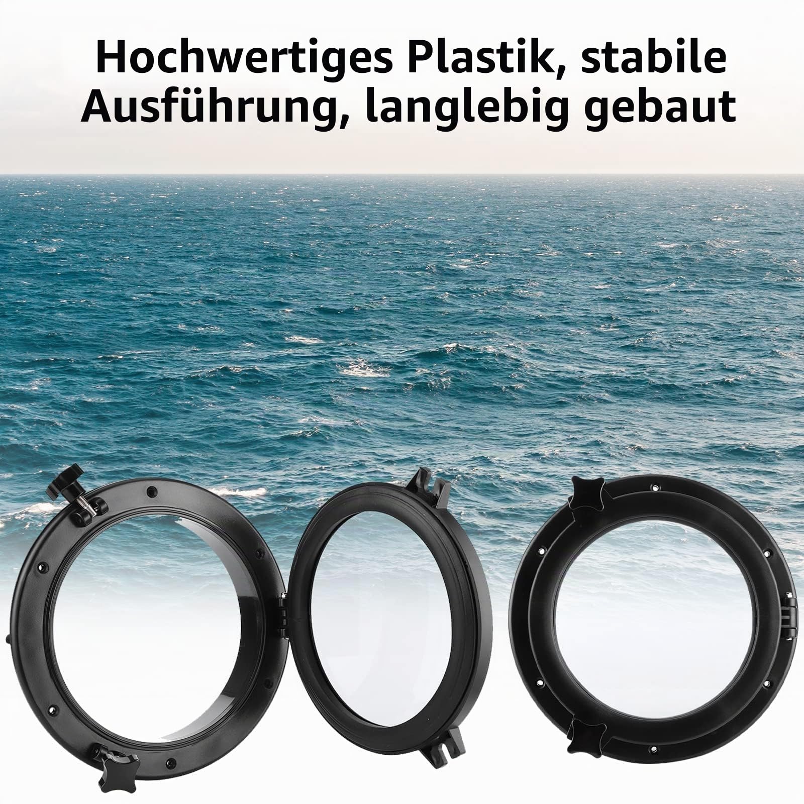 GAESHOW 26.5CM Marine Bullauge Runde schwarz Portlight Stalinit Fenster Universal für Boot Yacht Ersatzboot Zubehör