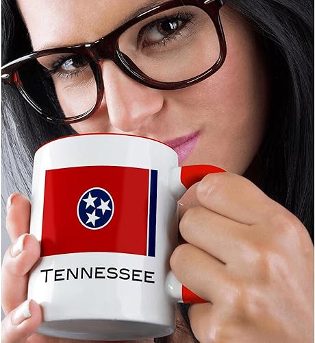 Miniatura 2 de 3dRose Taza de dos tonos con la bandera del estado de Tennessee, 11 onzas, rojoblanco