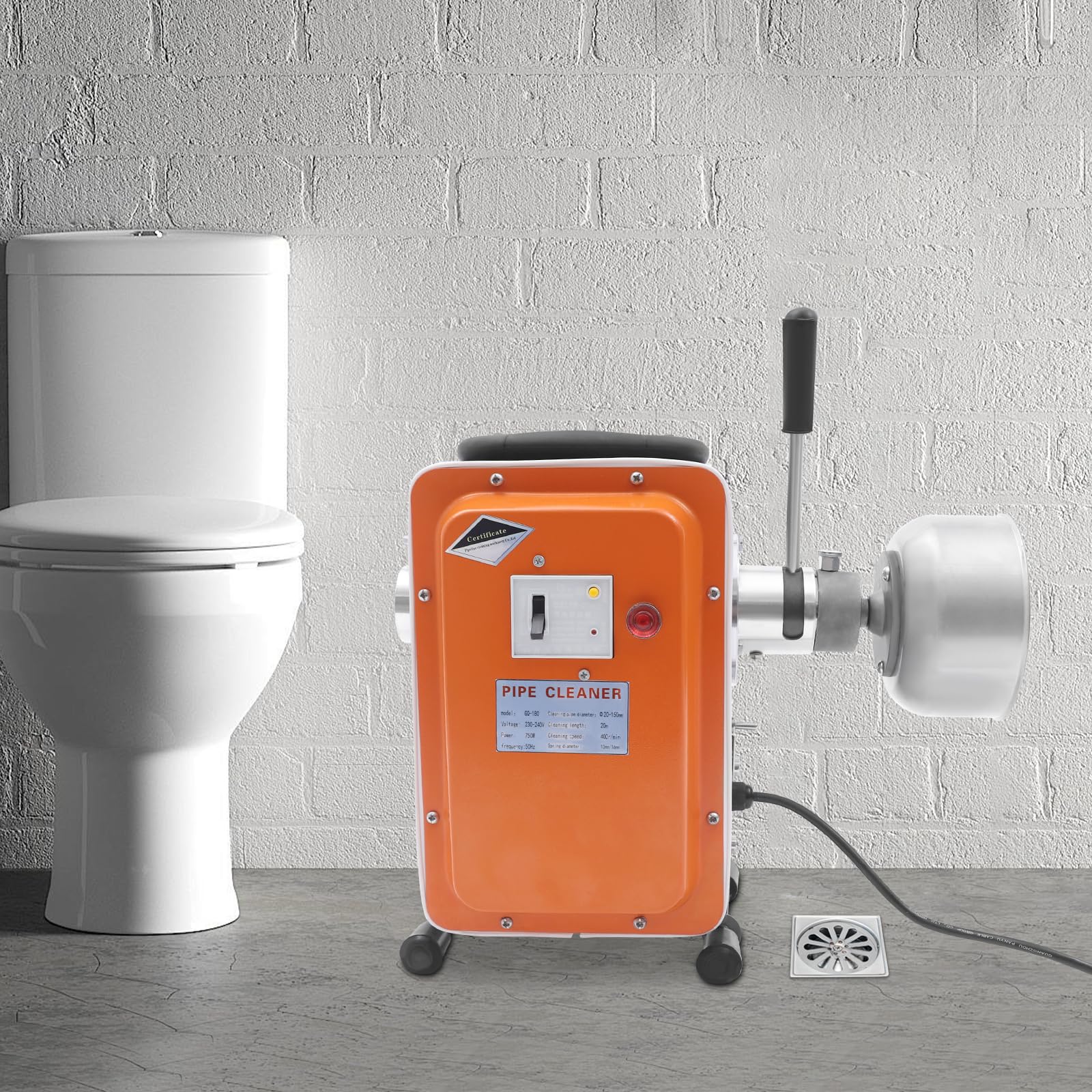 750W Rohrreinigungsmaschine Elektrisch mit 20m Spirale, Rohrreiniger Abflussreiniger Maschine 400 U/min, Abflussreinigungsgerät für Küche Bad Toilette, inkl. Handschuhe & Zubehör