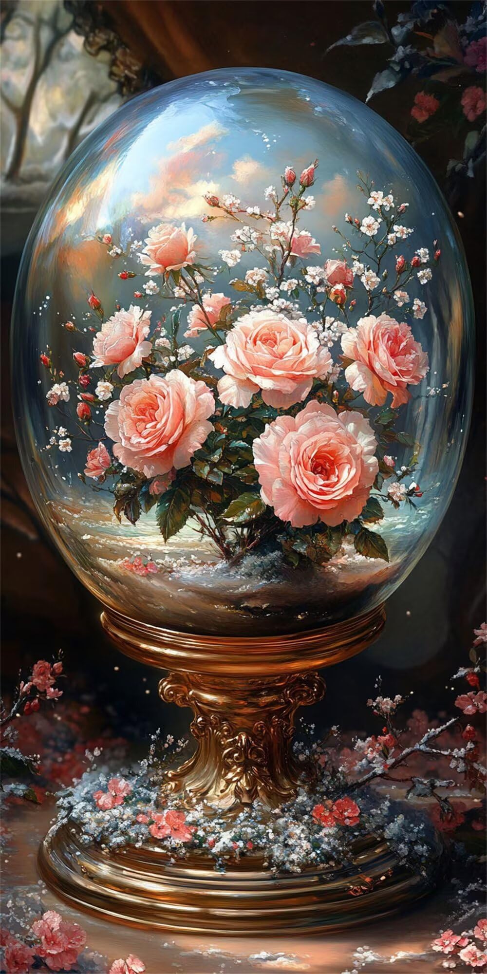 Dipingere con i Numeri, Dipingi con i Numeri per Adulti fiore Rosa kit Pittura Fai-da-Te, con 3 Pennelli e Vernice Acrilica, Hobby Creativi Adulti, Decor Regalo 70x140cm (Senza Cornice) z0z-238