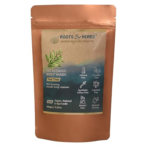 Miniatura 2 de ROOTS AND HERBS Gel de baño Tea Tree - Polvo de ducha no espumoso para hombres y mujeres, limpiador antibacteriano natural para tratamiento del