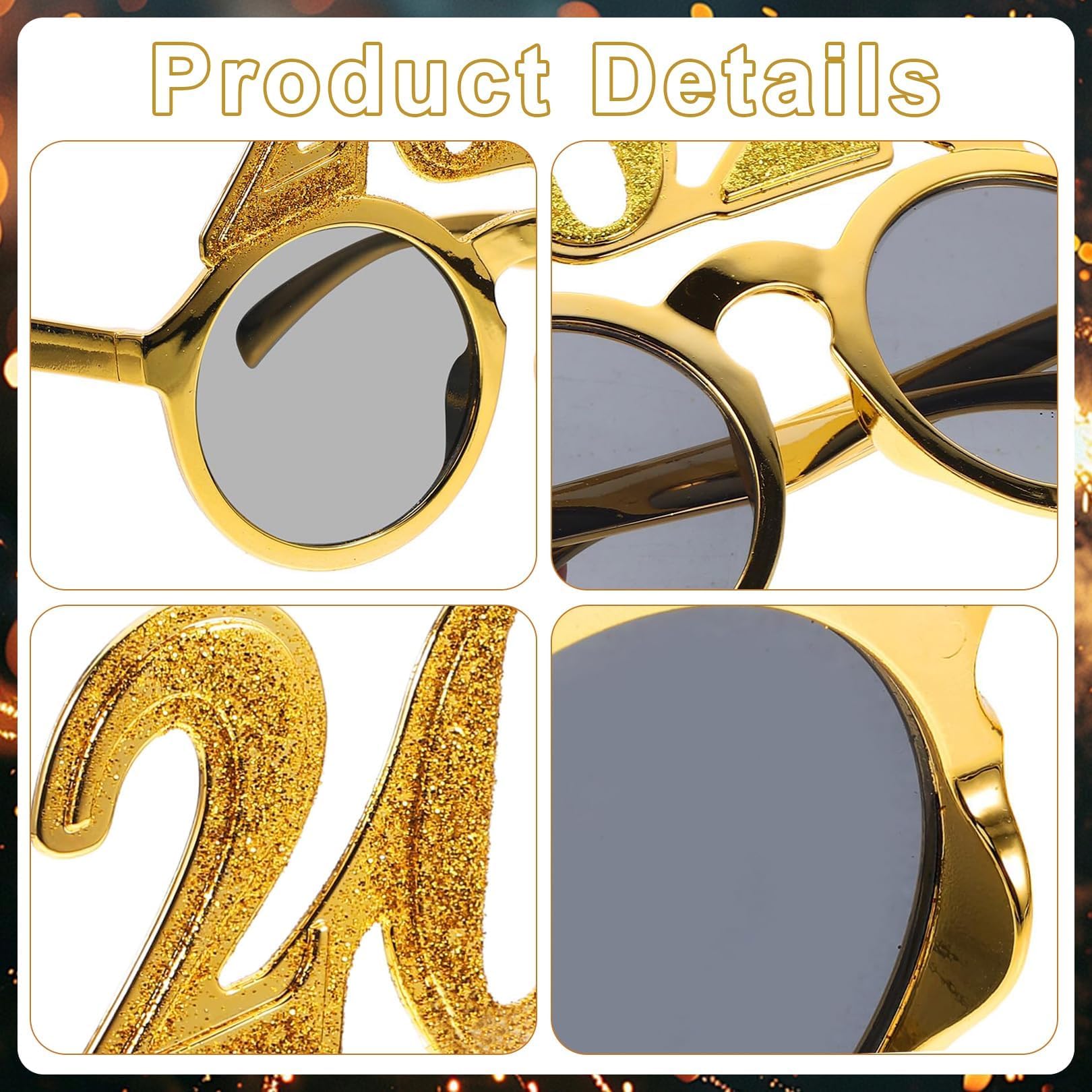 MICJLLT 4 Pcs 2026 Happy New Year Eve Glasses, Sequin Party Eyewear Photo Props, Multicolour Fancy Dress Accessories - Image 4