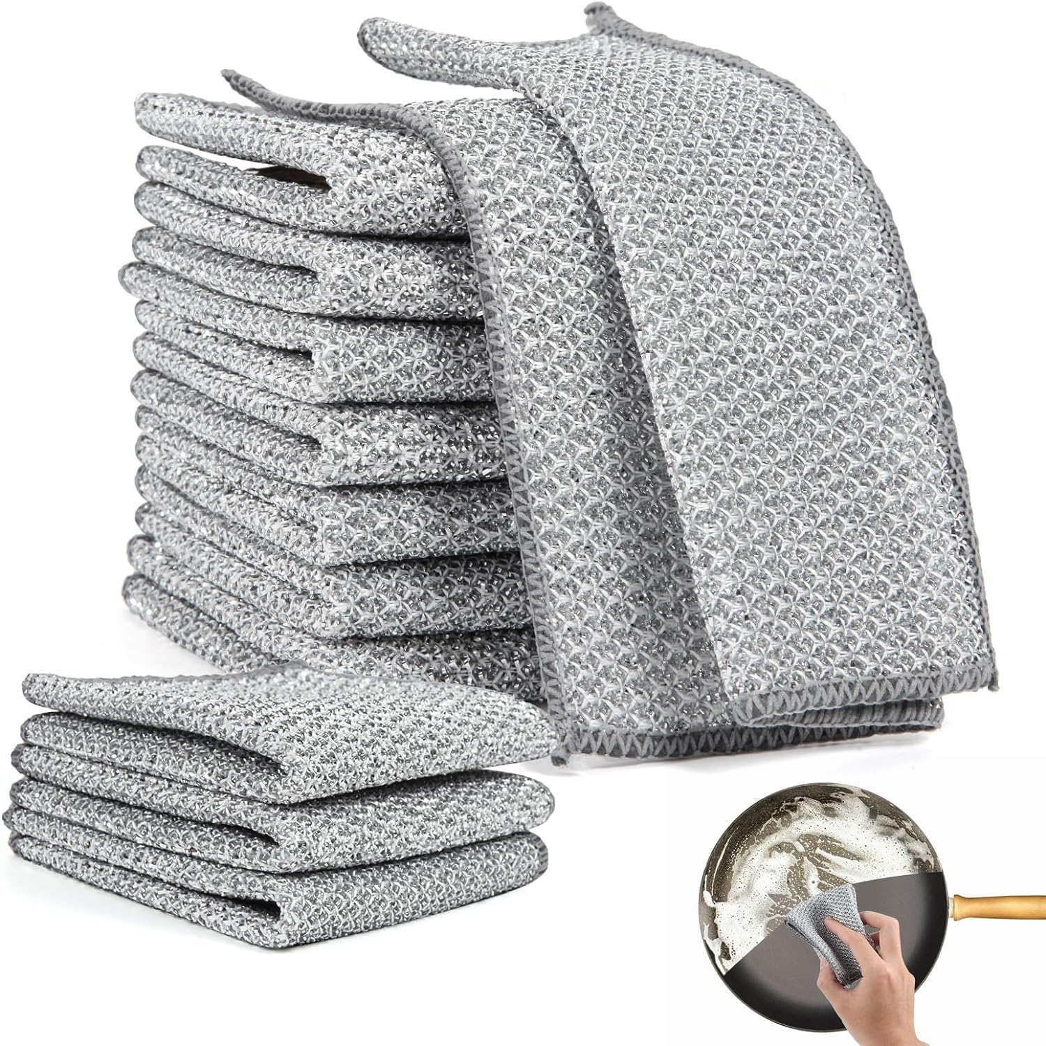 Konquer TimeS Multipurpose Wire Dishwashing Rags for Wet and Dry Mesh Microfiber Cleaning Cloth for Metal, Kitchen, Dishes Kitchen, Sinks, Pots, Pans,Non-Scratch Wire Dishcloth (Pack of 5) (B0D2NJVC5D) Amazon Price History, Amazon Price Tracker