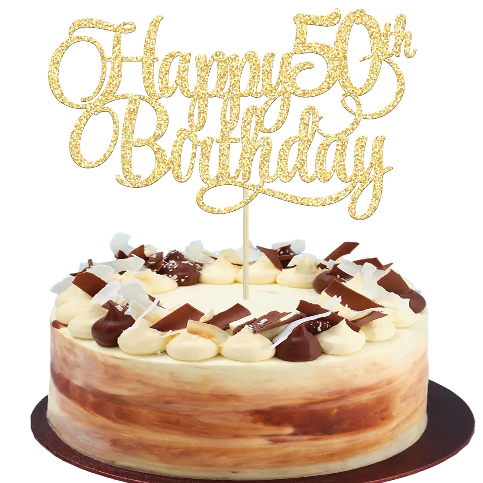 Blumomon Lot De 3 Décorations De Gâteau D'anniversaire à Paillettes Or Rose « Happy 50th Birthday » Pour 50e Anniversaire