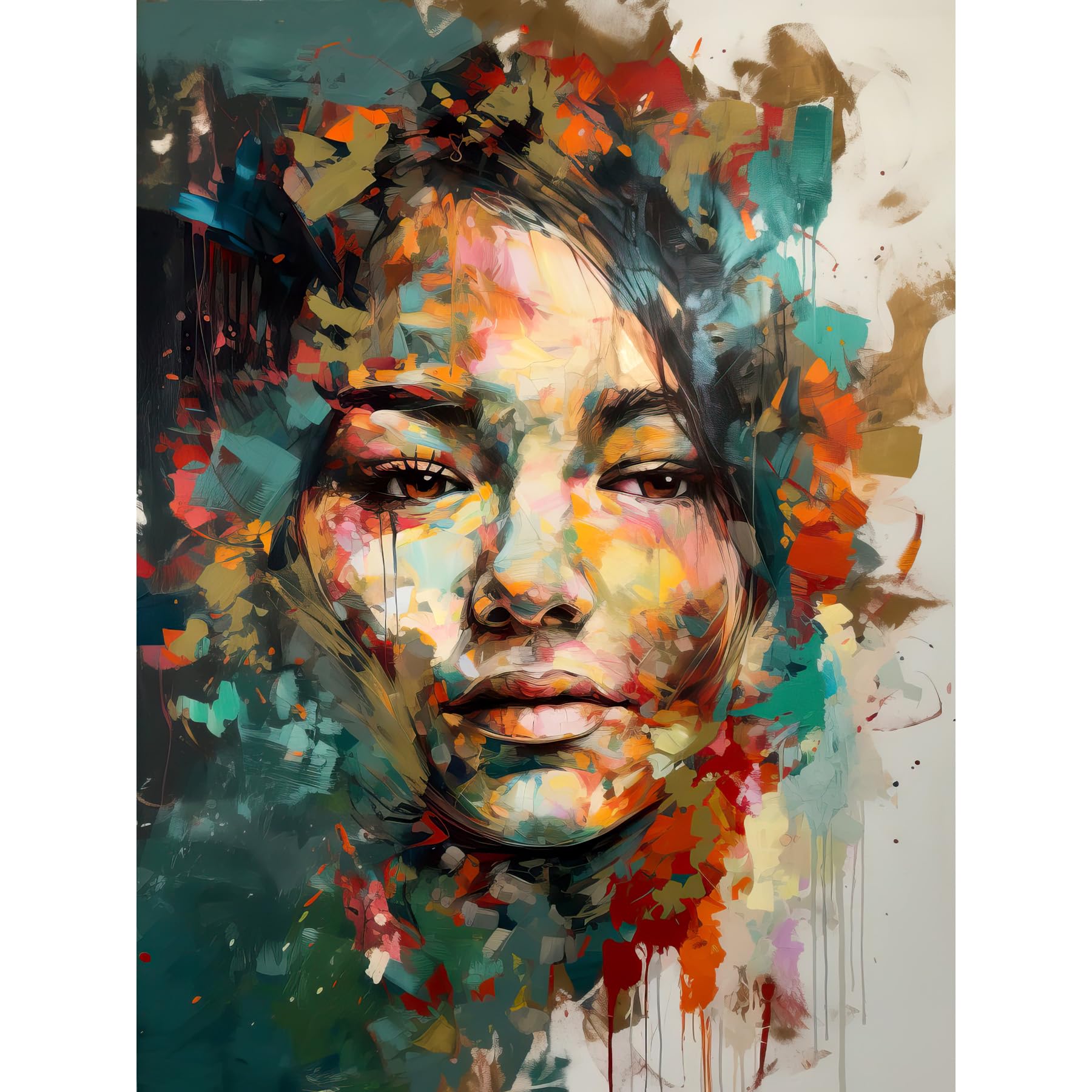 Artery8 Sad Young Woman Face Beauty Portrait Multicoloured Large Wall Art Poster Print Thick Paper 18X24 Inch