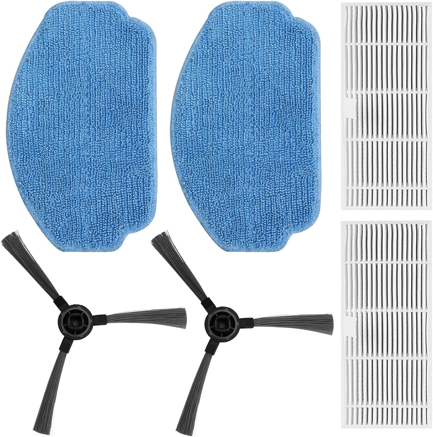 ZCWA Robot Vacuum Cleaner Accessories Kit, BR151 Replacement Parts， Included Side Brush*2, Dust Box Filter*2 and Mop Pads*2