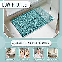 Vista 6 de Yimobra Alfombra de baño de 47 x 24 pulgadas, antideslizante y súper absorbente, lavable a máquina, de secado rápido, alfombra de ducha de chenilla