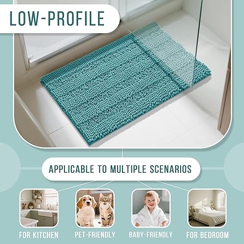 Miniatura 6 de Yimobra Tapete de baño extra grueso y súper absorbente, antideslizante, de secado rápido, de microfibra, esponjoso, lavable, suave, para regadera