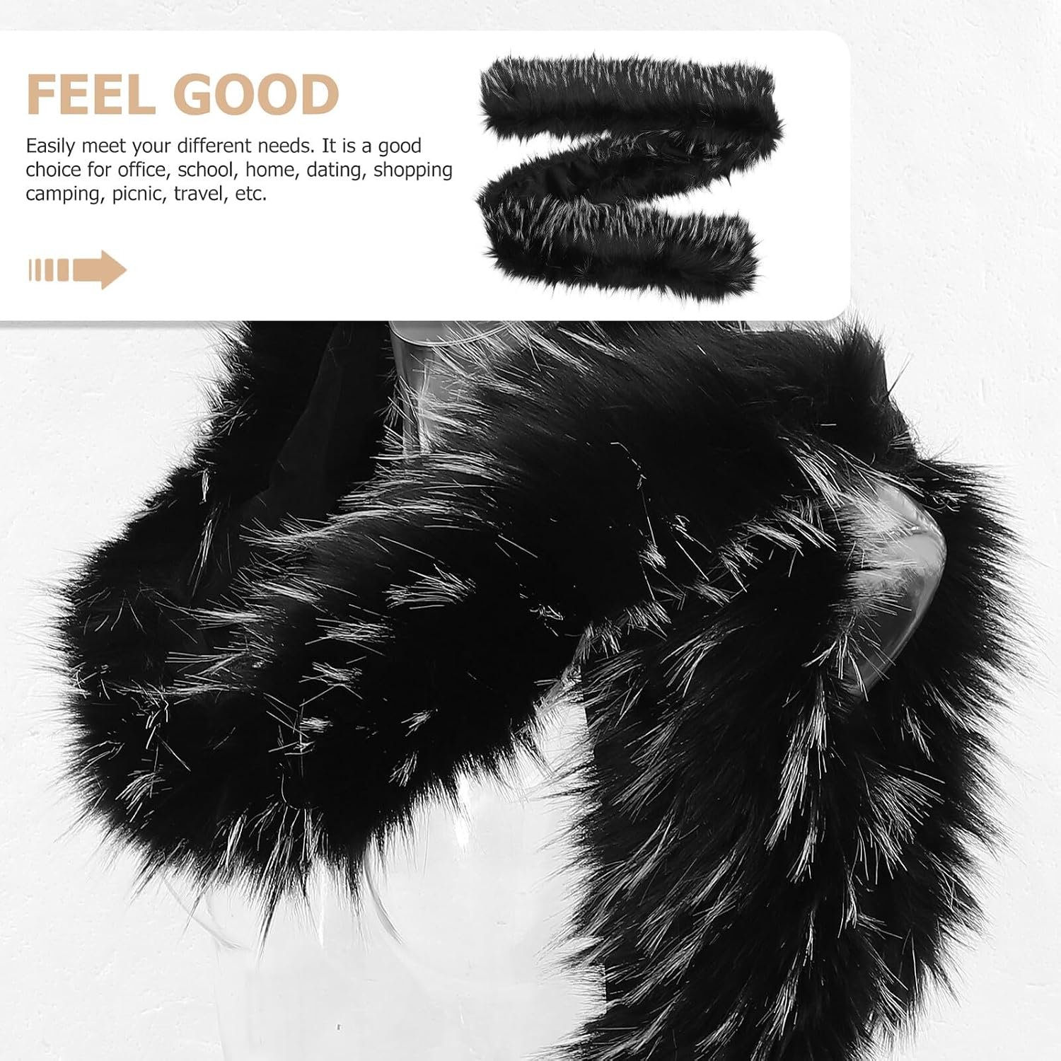 GALPADA Winter Faux Fur Shawl Collar Lightweight Warm Scarf Wrap for Women Fashionable Indoor Outdoor Use Cozy Fake Fur Shawl Accessory