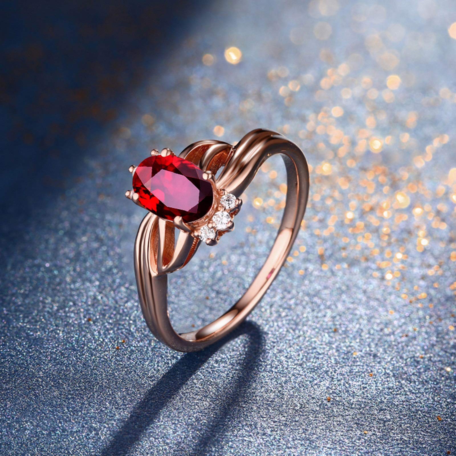 Beydodo Pierścionek zaręczynowy 750 złoto owalny rubin 0,55/0,99/1,19 ct pierścionek ślubny różowe złoto z diamentem e różowe złoto, 45 (14,3), colore: 0.55ct, cod. TLLWGZ3635