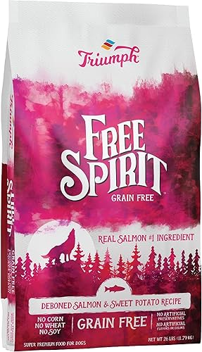 Triumph Comida para perros de salmón y batata sin granos, 28 libras.