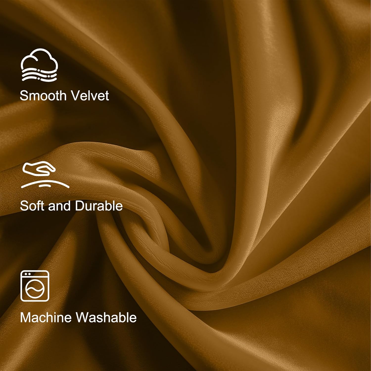 jinchan Velvet Blackout Curtain for Living Room, Thermal Insulated Luxury Drape for Bedroom 84 Inch Long, Stylish Soft Privacy Room Darkening Window Treatment Ring Top Grommet 1 Panel, Gold Brown