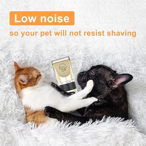 Miniatura 6 de Kit de aseo para perros, cortaúñas inalámbricas, afeitado eléctrico, recortador de pelo de perros recargable de bajo ruido, con cabezal de afeitado