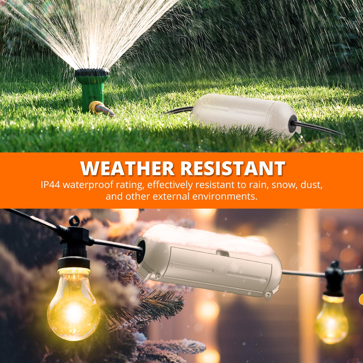 QUOBAS 5 Pack Outdoor Electrical Box, Waterproof Extension Cord Cover，Weatherproof Connection Box with Sealing Gasket for Outlets, Plugs, Christmas Lights & Power Tools，Almond