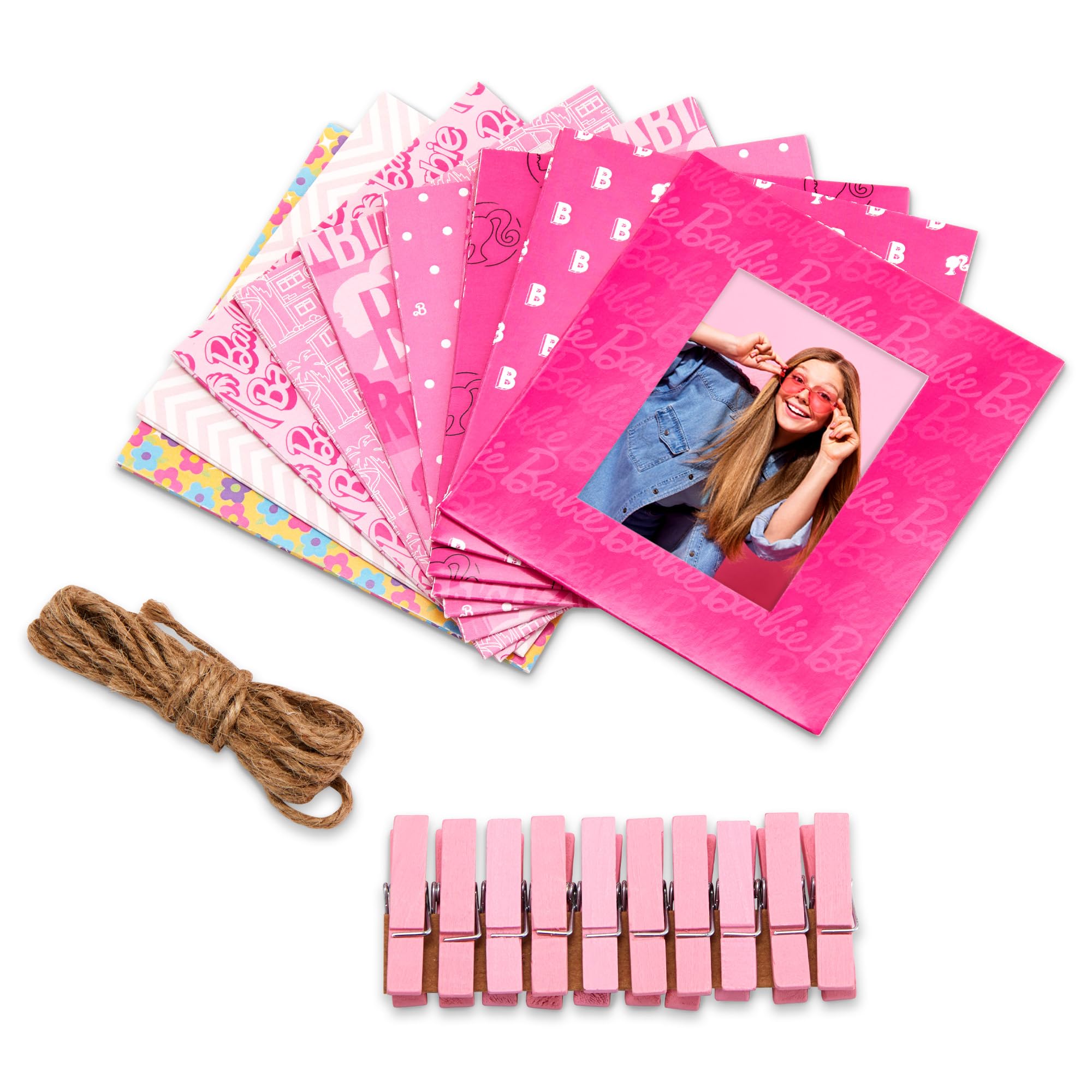 Kodak x Barbie Colorful & Decorative Barbie-Themed Hanging Square Frames for Zink 2x3” Photo Projects – 10 Iconic Barbie Frames for Decorating Your Scrapbook, Journal and More -Includes Rope and Clips