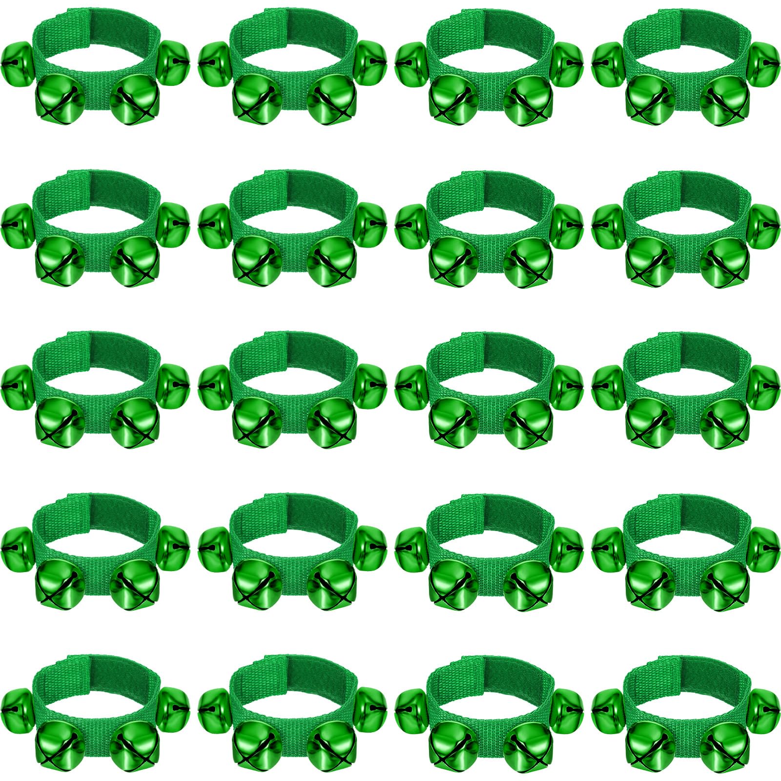 LEIFIDE 20 Pcs Christmas Wrist Band Bell Bracelet Wrist Band Shaking Musical Instruments Adjustable Rhythm Wristband Bell for