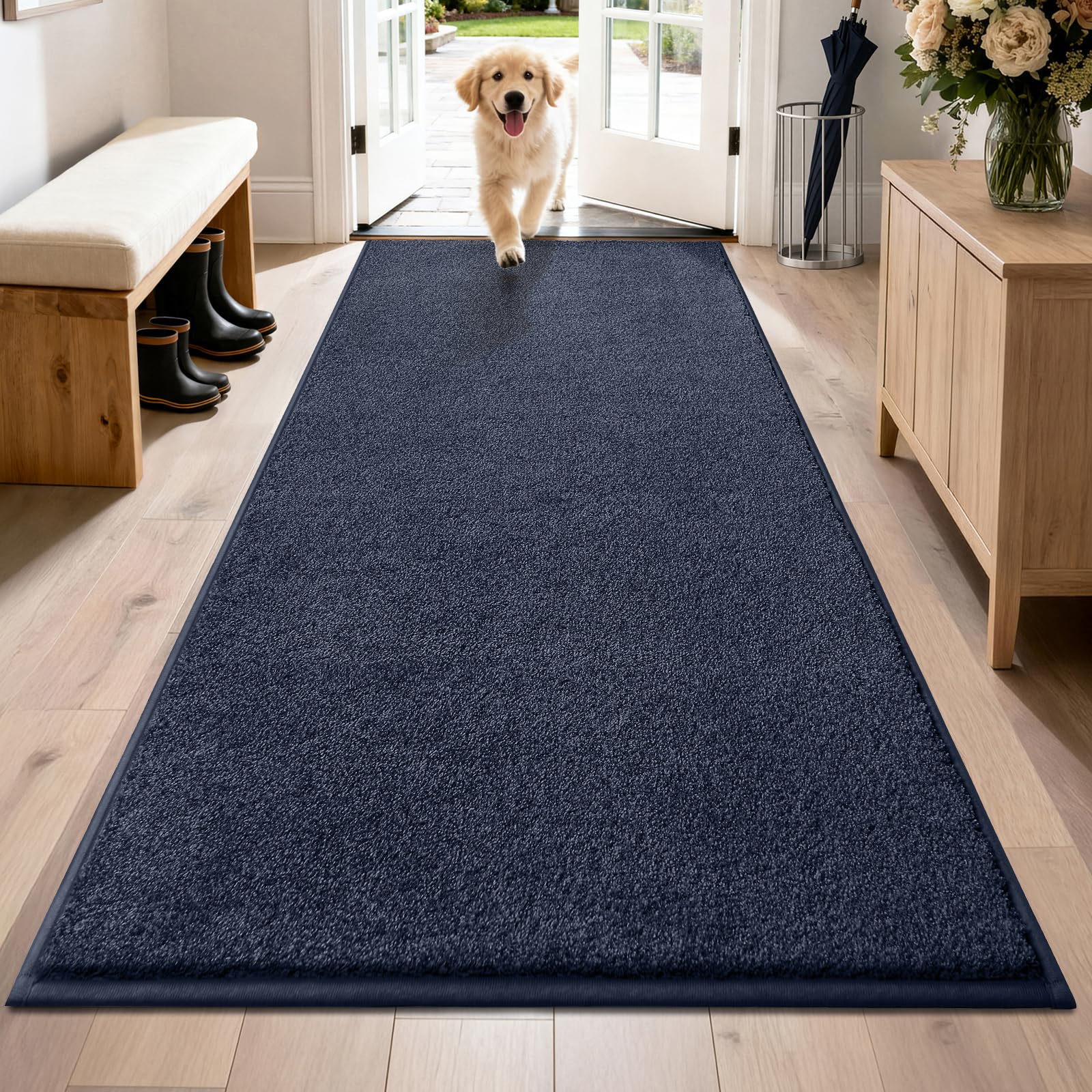 PURRUGS Dirt Trapping Door Mat 31.5" x 70", Non-Slip Machine Washable Entryway Rug, Dog Doormat, Indoor Front Door Mat, Super Absorbent Entry Rug for