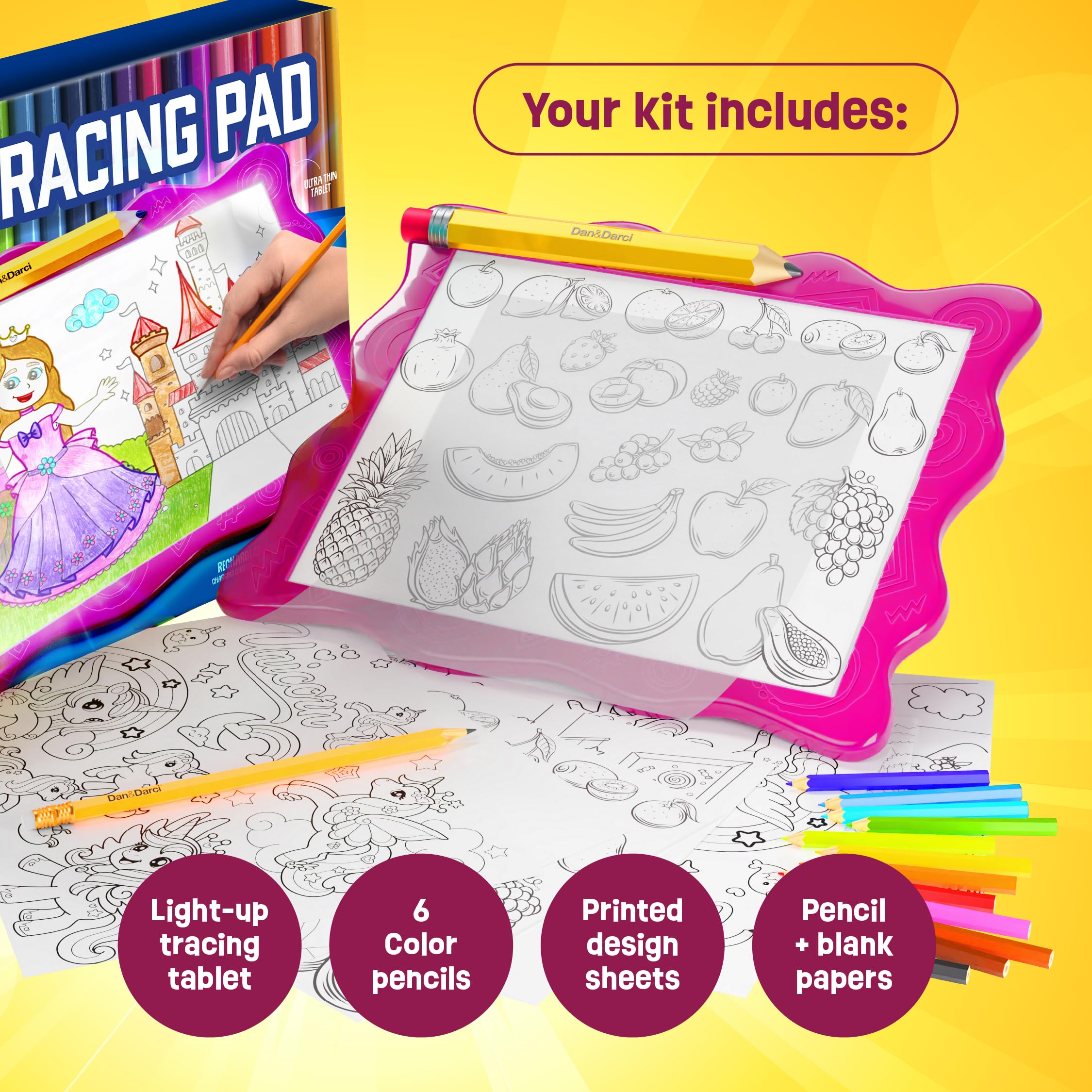 Almohadilla de trazado iluminada para niños – Tabla de trazador de dibujo para artes y manualidades, kit de manualidades para niñas y niños de 6 a 12 años – Juguetes de cumpleaños, ideas de 3