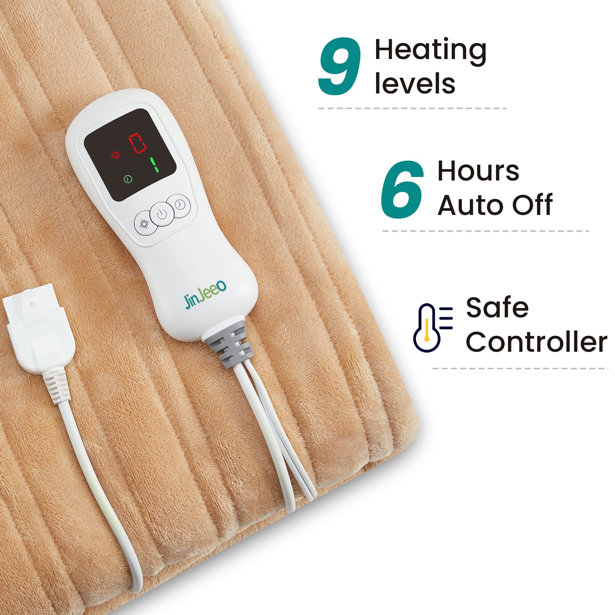 JinJeeo Heated Blanket Sherpa Electric Throw Blanket for Winter,6 Heat  Settings Heating Blanket with 9hrs Timer Auto Shut Off,Home Couch,Machine  Washable,50x 60 Beige : Amazon.ca: Health u0026 Personal Care