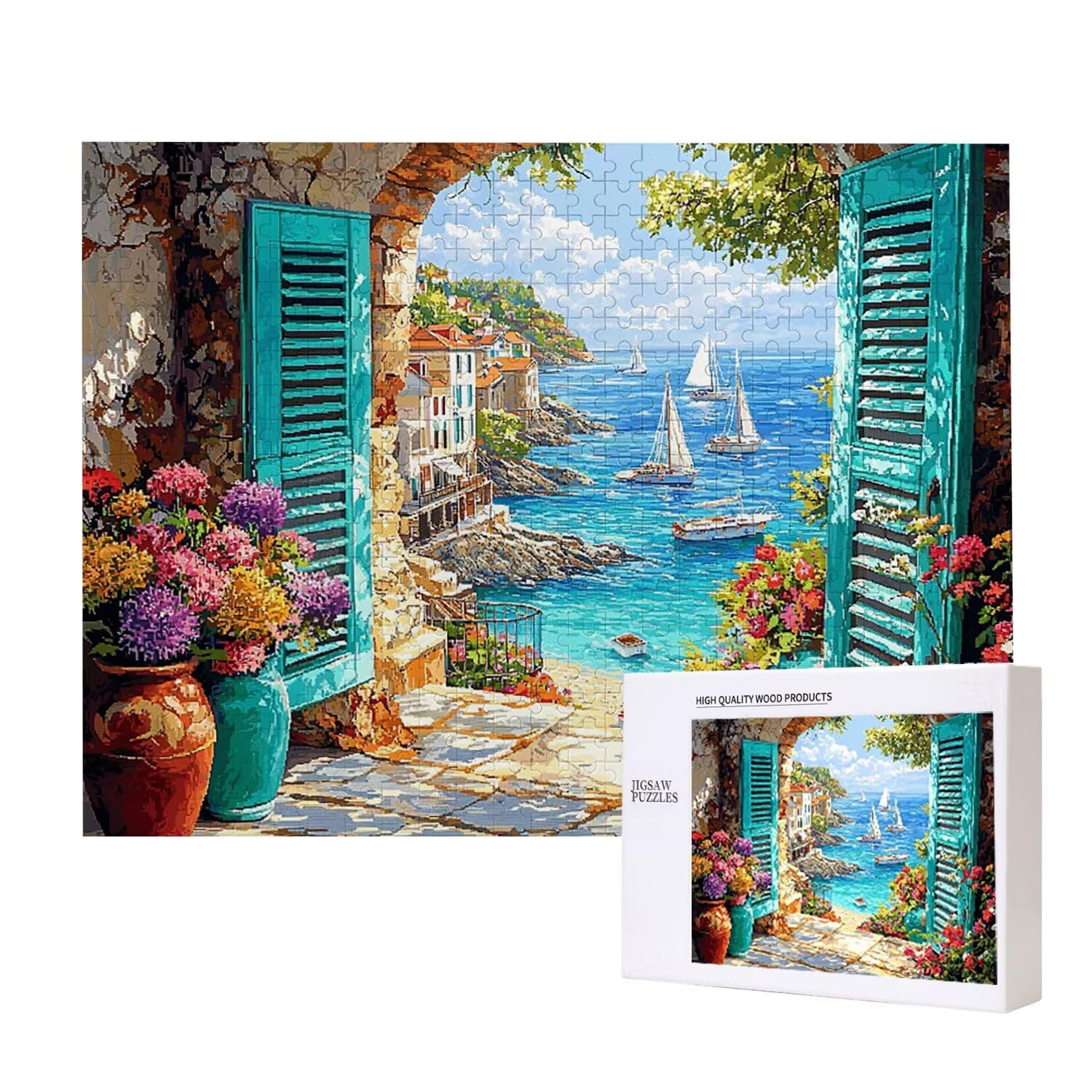 Puzzle in Legno per Adulti 1500 Pezzi | Vista sul porto| Giocattoli Educativi | Puzzle Adulti E Famiglie Decor | Dimensione Di 87x57cm | Regalo Adultis | Regali Natale (Formato: 34.8x22.8in) o-241
