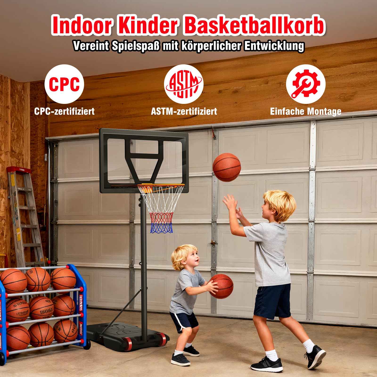 Dripex Basketballkorb Outdoor Kinder, Basketballkörbe mit Ständer Höhenverstellbar 3-7 FT