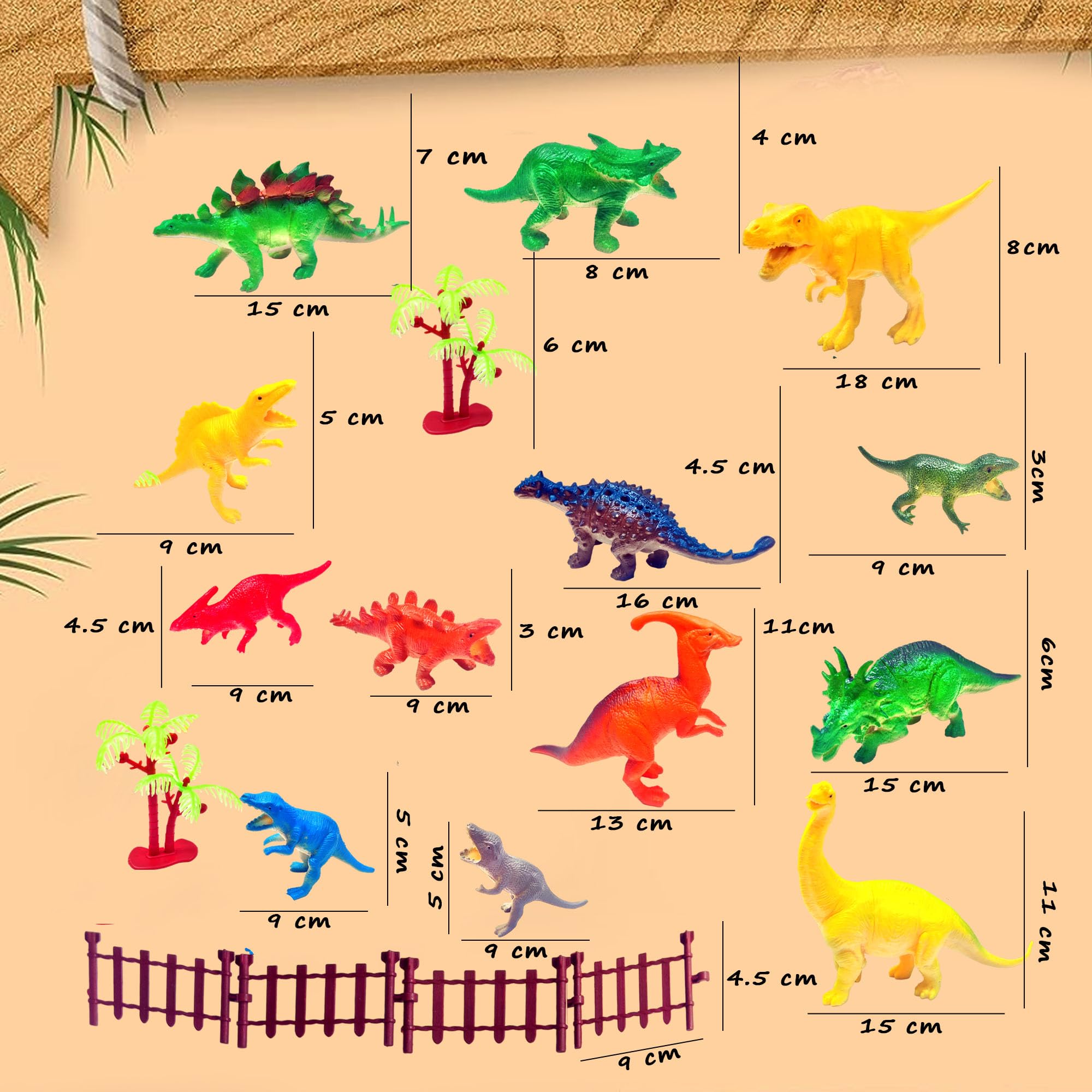 FunBlast Dinosaur Toy Set of 12 Pcs, Dinosaurs Animals Figures Toys Set for Kids,Boys, Animal Figure Toys for Children (Multicolor)