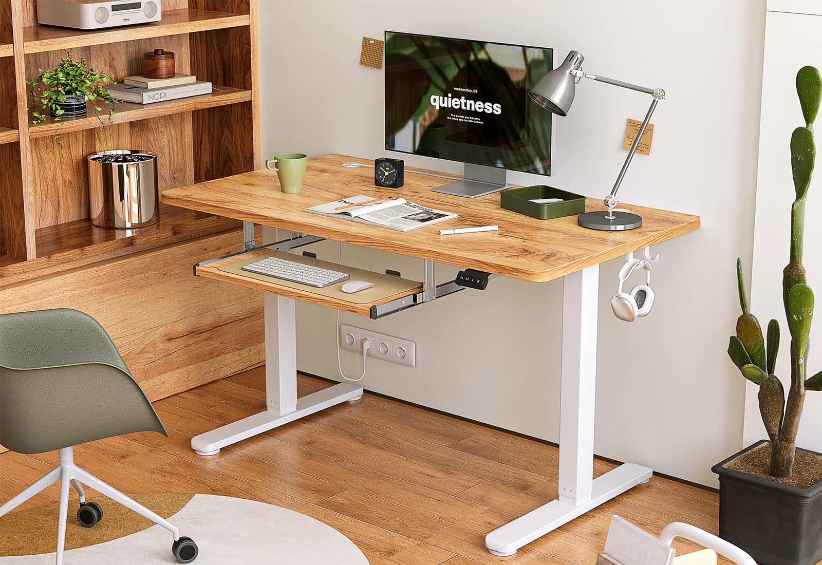 BANTI 55 x 24 Height Adjustable Electric Standing Desk with Keyboard Tray Sit Stand up Desk with Splice — view 2