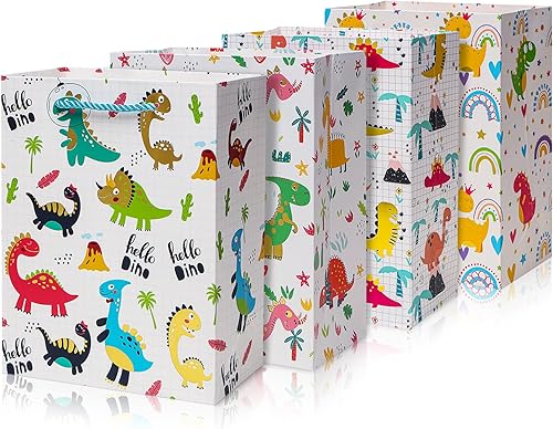 Miniatura 7 de Carnation Bolsas de regalo para bebé, paquete de 4 bolsas de regalo de tamaño pequeño con asas para cumpleaños de niños, baby shower, (9.25 x 6.9 x