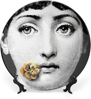 Lina Cavalieri Plate, Fornase Decorative Plate Face Makeup Plate Wall Hanging Decoration,Including Bracket and Special Spring Hook,style-10,8inch