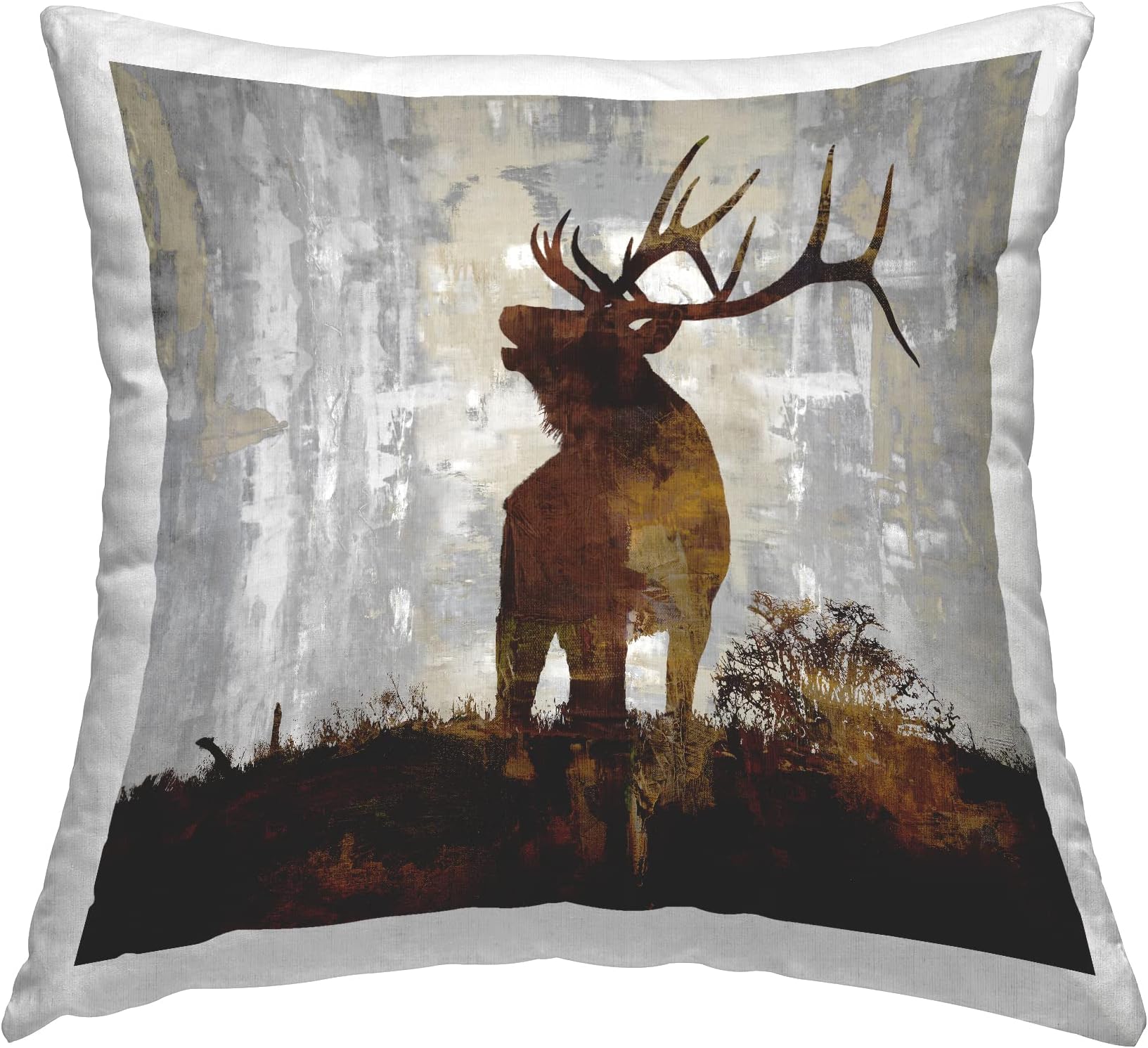 Stupell IndustriesForest Buck Antlers Silhouette Design by Carl Colburn Throw Pillow, 18 x 18, Brown