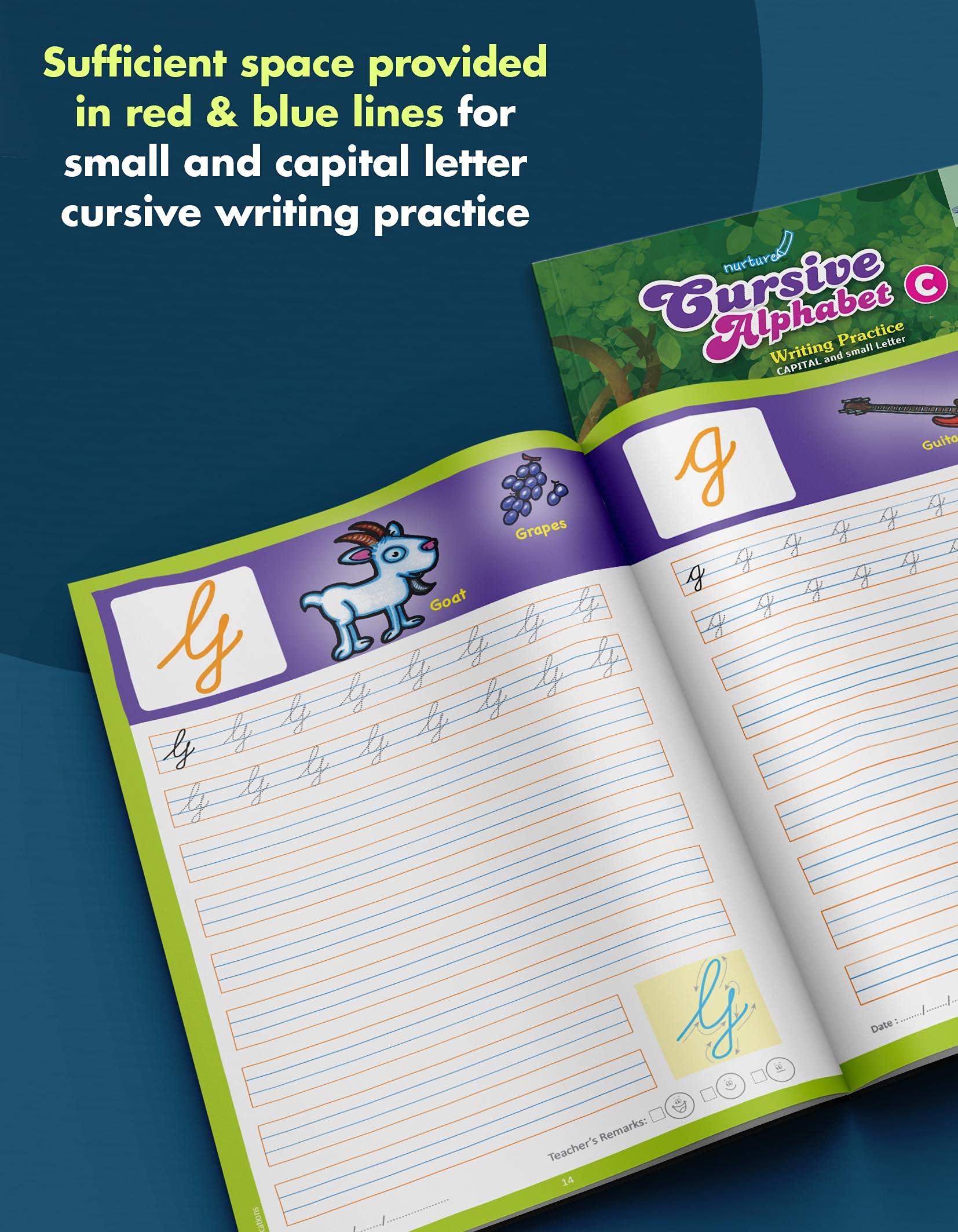 Nurture English Alphabet Writing Practice Books for Kids | 3 to 8 Year Old | ABCD Capital, Small and Cursive Letter Tracing Practise for Nursery, Preschool and Primary Children | Set of 3 Books 4