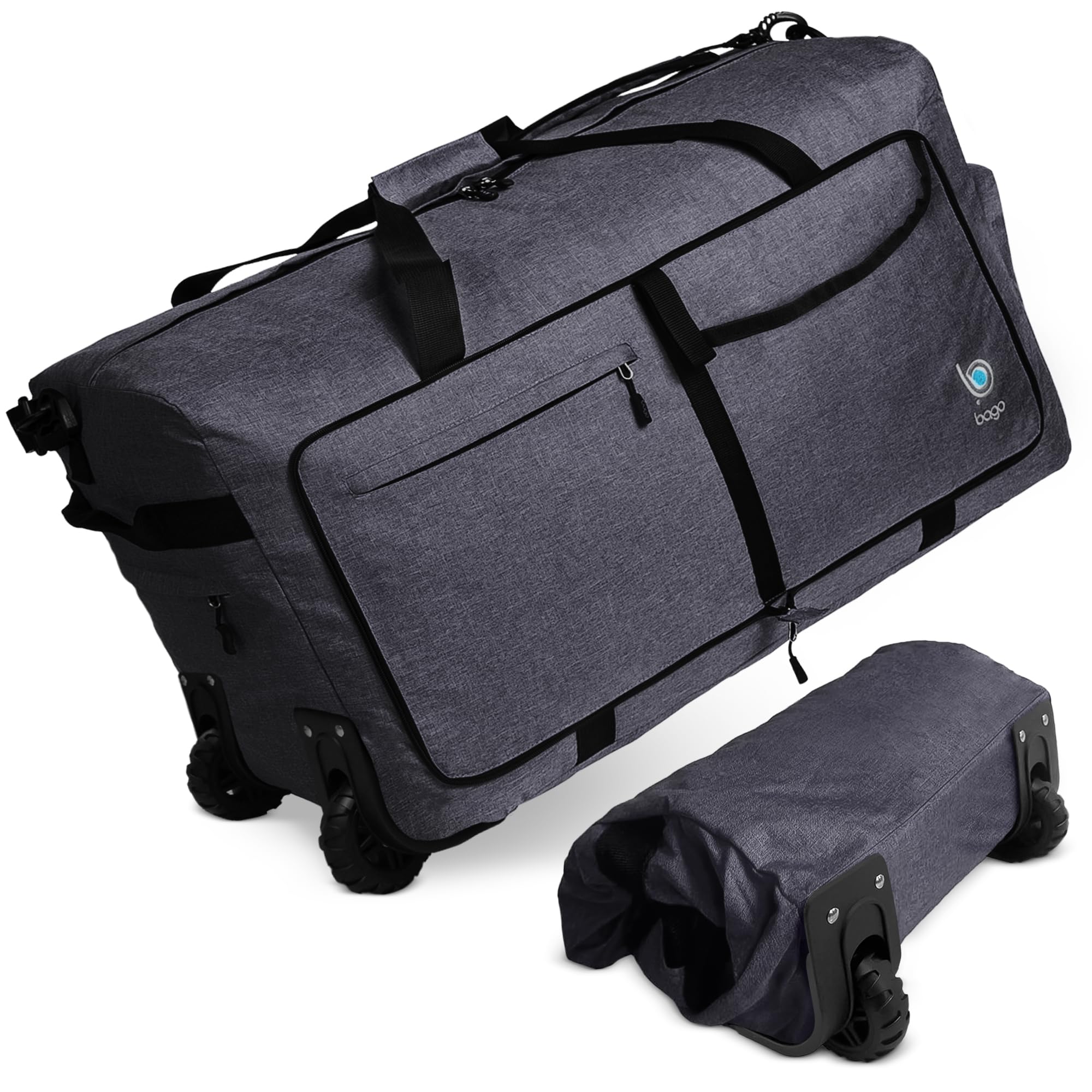 Bago Rolling Duffle Bag with Wheels - 27" 80L Foldable Weekender Bag, Waterproof Travel Duffel Bag, Heavy Duty Lightweight Duffle Bag for Traveling,