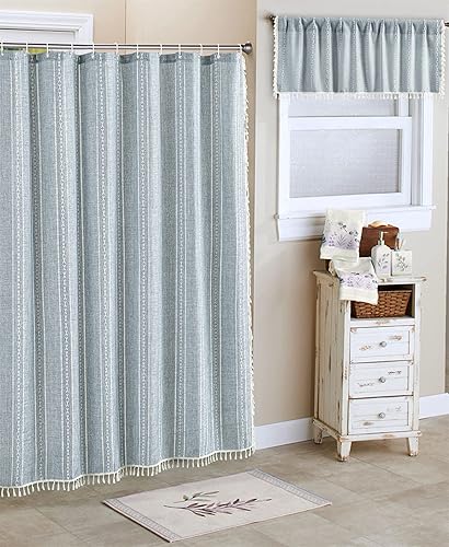 Miniatura 2 de RoomTalks Cortina de ducha de estilo bohemio verde estilo casa de campo, lino resistente de alta calidad, bonita, moderna, elegante, juego de