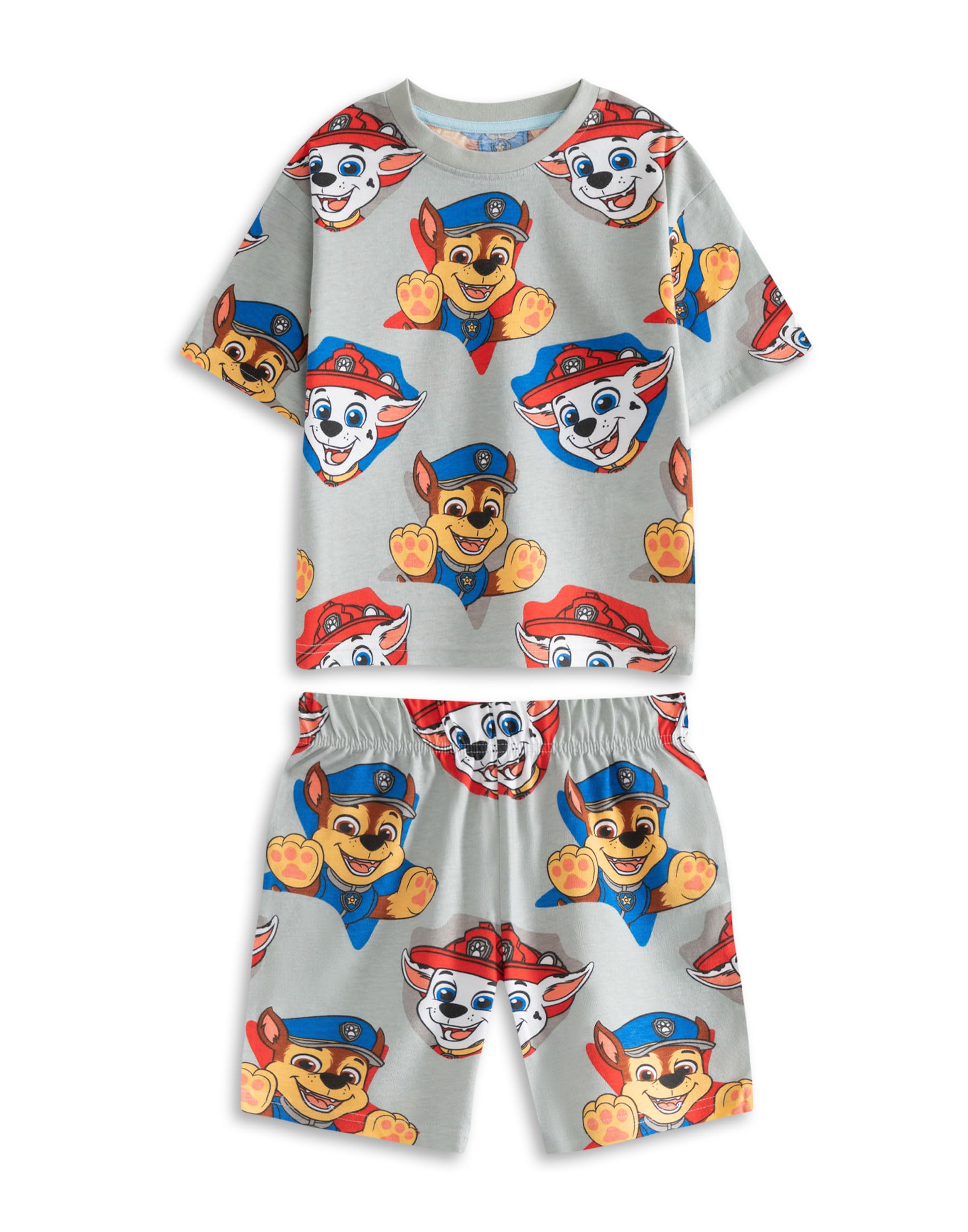 Paw Patrol Boys Ensemble de Pyjama Vert Clair, Gris et crème | Multi-Pack de 3 vêtements de Nuit à Manches Courtes et Jambes Courtes | Chase, Marshall, Skye & Rubble Vêtements de détente imprimés