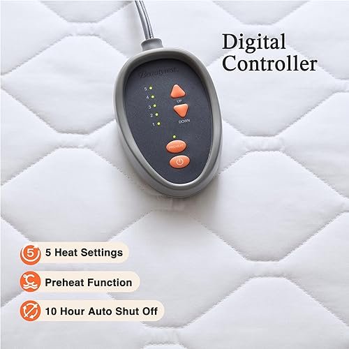 Miniatura 3 de Beautyrest Protector para colchón de microfibra con calefacción con 3M Scotchgard, Poliéster, Blanco, Completo