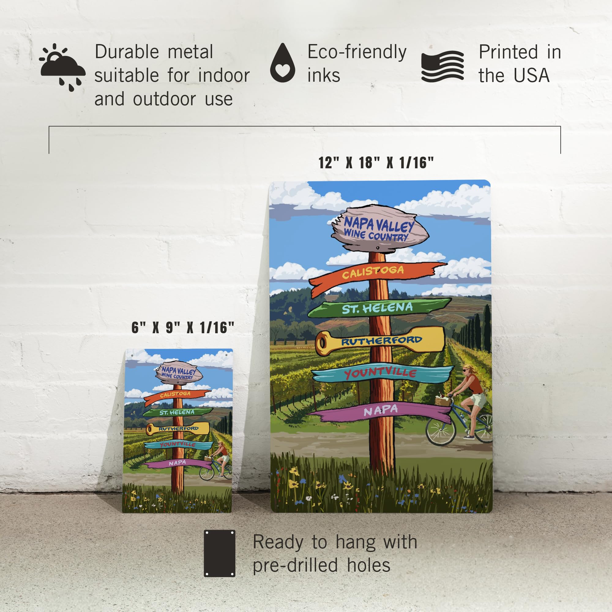 Amazon.com: Lantern Press 6x9 Inch Metal Sign, Napa Valley Wine