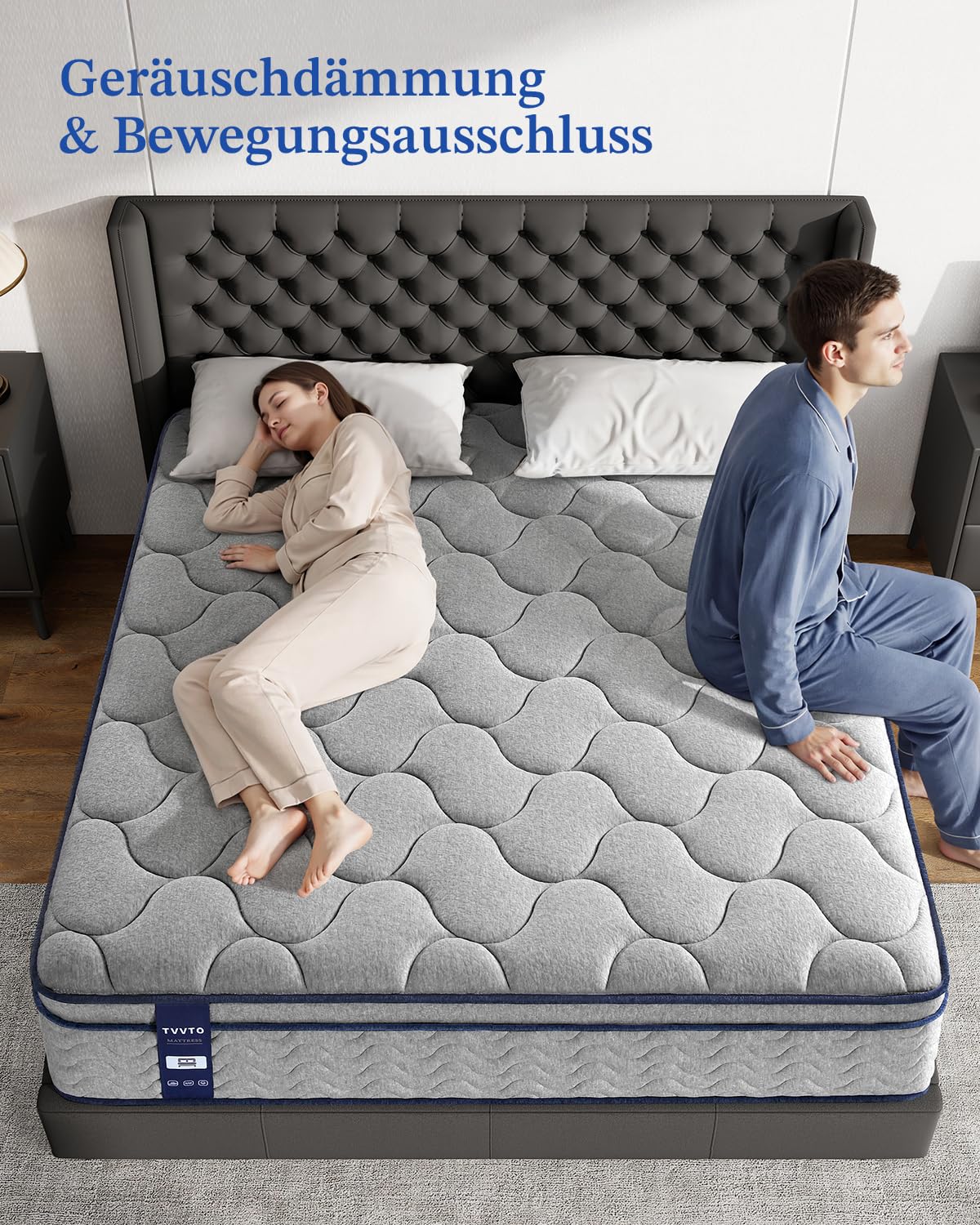 Taschenfederkernmatratze 90x200x26cm H3 Härte, 7-Zonen orthopädische | Atmungsaktiv, hautfreundlich, verstärkte Ränder, Druckentlastung, Störfestigkeit