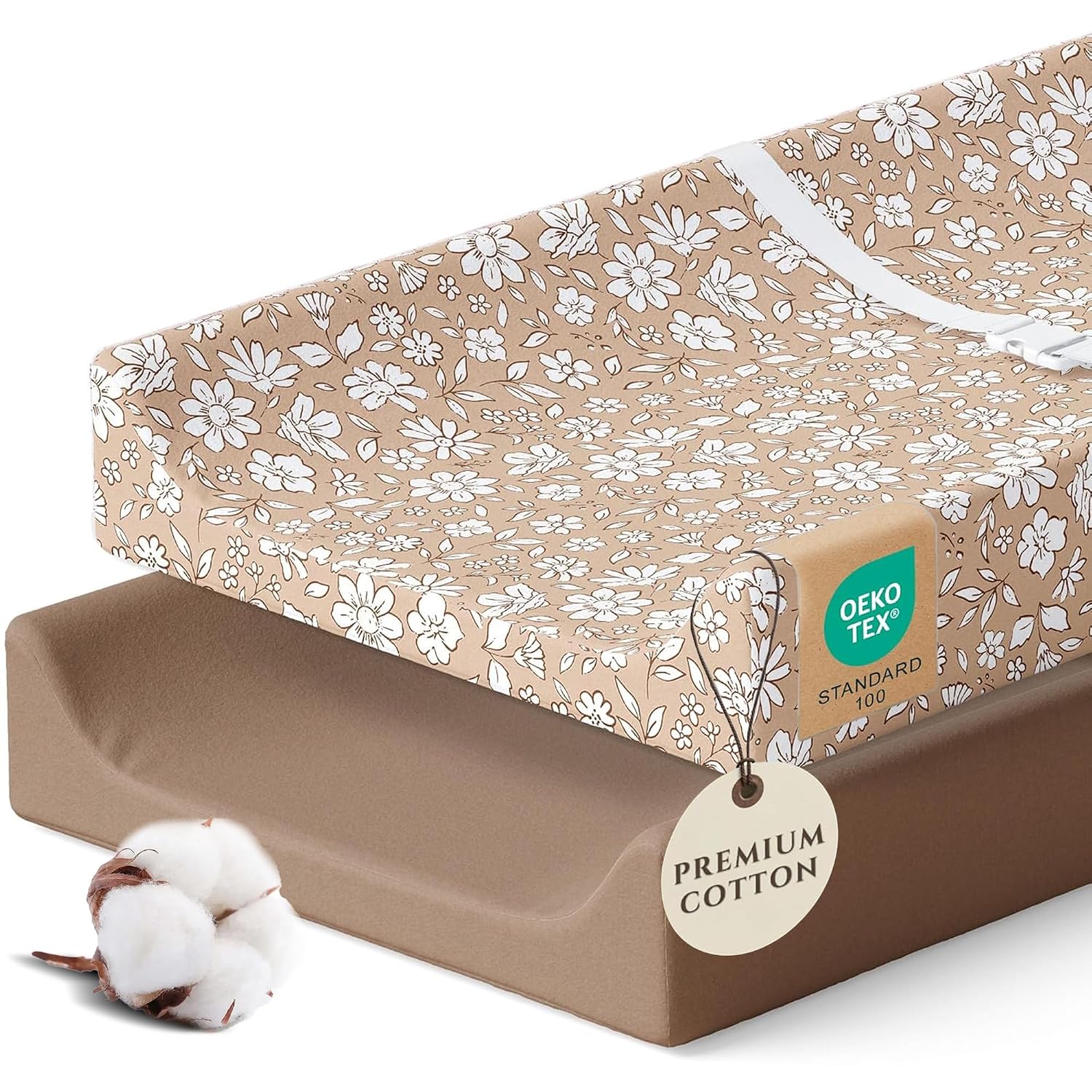 Pobi Baby Changing Pad Cover for Girls, Soft Cotton, 2 Pack (Meadow)