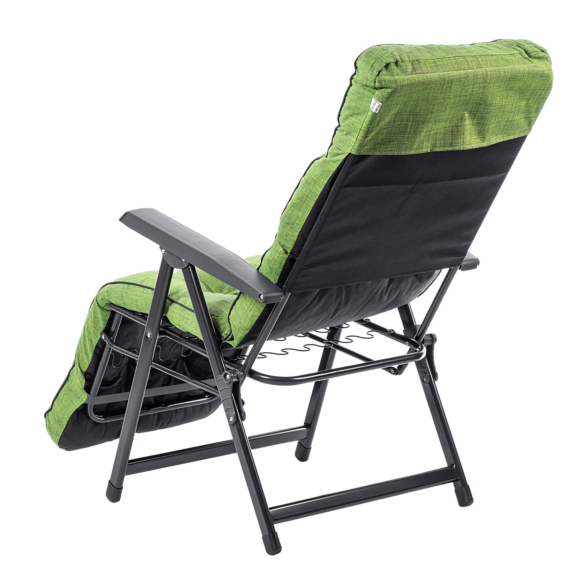 KADAX Silla de jardín con reposapiés, tumbona con cojín, tumbona plegable, tumbona de jardín con respaldo ajustable, sillón de jardín, silla de relax (verde)