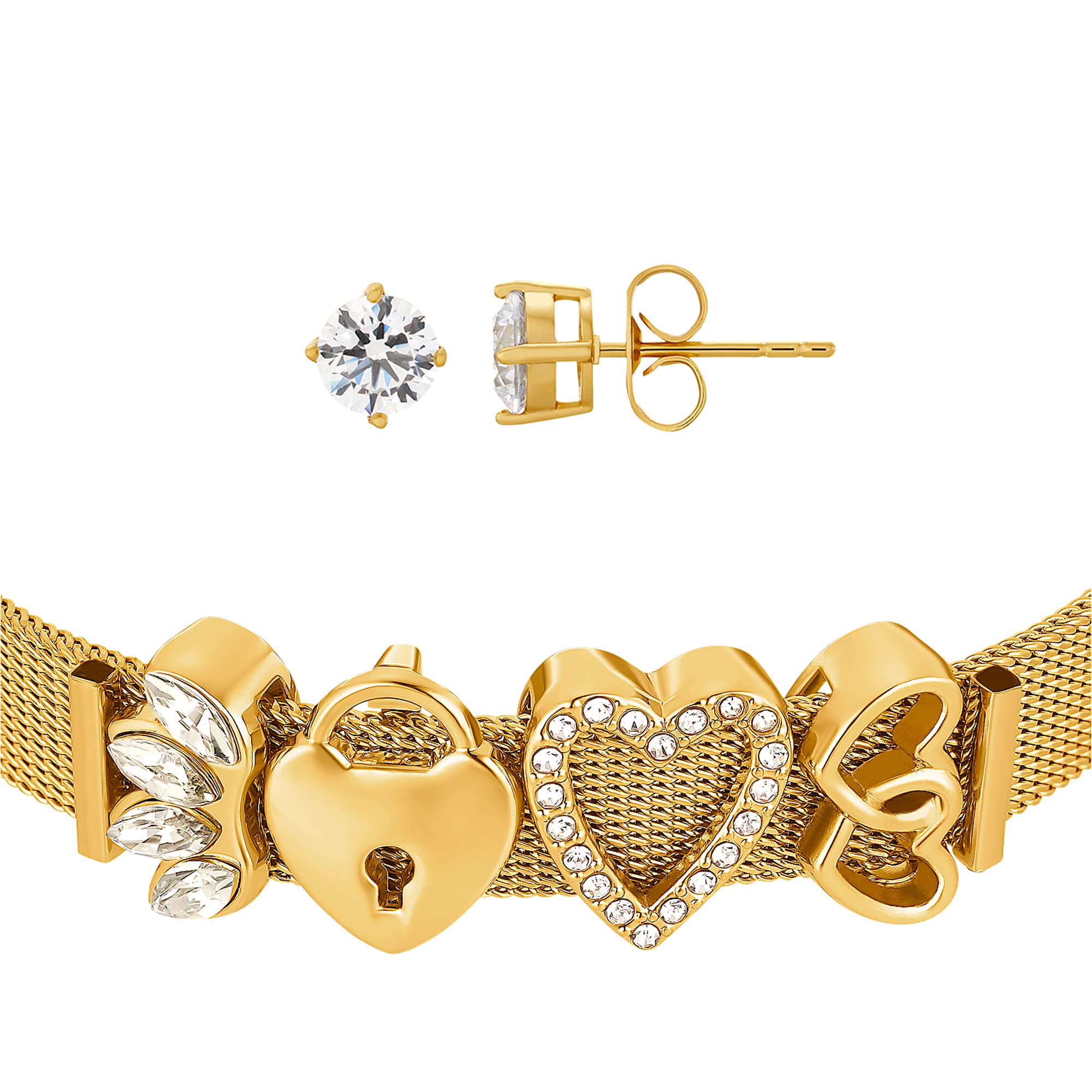Heideman Set Armband Mesh und Ohrringe Ava Damen Edelstahl mit Stein weiß | Zeitlose Geschenkidee zum Geburtstag oder Jahrestag, hautfreundlich, nickelfrei, leicht und alltagstauglich.