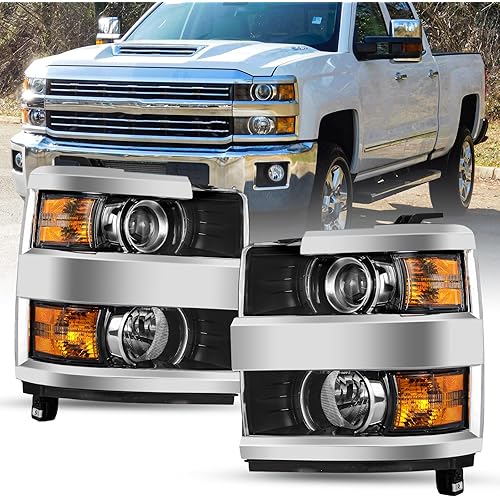Headlight Assembly Fit for 2015 to 2019 Chevy Silverado 2500HD 3500HD Factory Headlamp Projector Halogen Factory front Light Pair Set