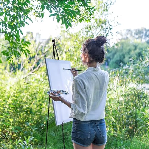 Miniatura 7 de Honoson Paquete de 20 caballetes de 63 pulgadas para exhibición, caballetes de metal ligeros y plegables a granel para pintar lienzos, carteles